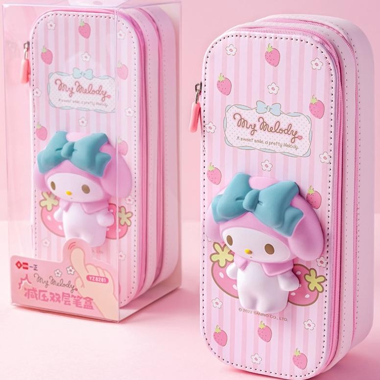 

df-8 Kotak Pensil Sanrio Kapasitas Besar Kawaii Cinnamoroll Melody Hellokitty Melody Pensil Sekolah Tas Pensil Kartun Kotak Alat Tulis Hadiah Alat Tulis Terlaris