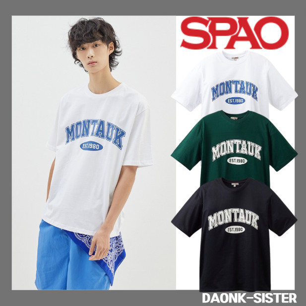 [ SPAO ] (UNISEX) MONTAUK Campus Graphic Short Sleeve Tee -3COLOR KOREA 100% ASLI |tCm1Fawy|