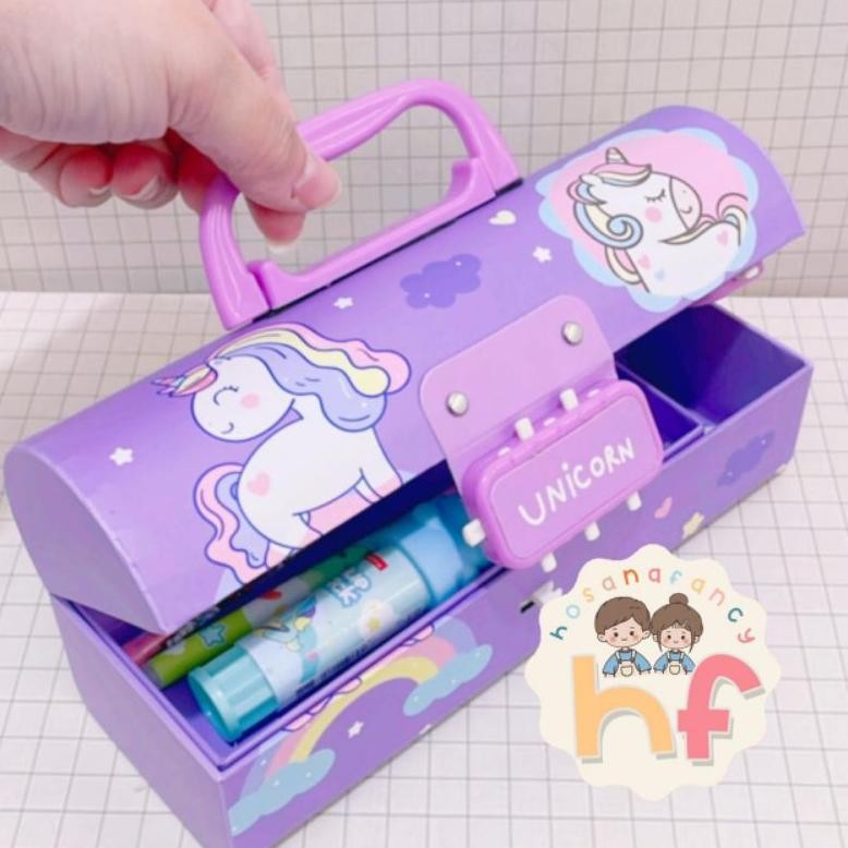 

edf-62 Kotak Pensil Karton Lengkung Pakai Kode Kunci/ Tempat Pensil/ Pencil Case - - AY12 Terlaris
