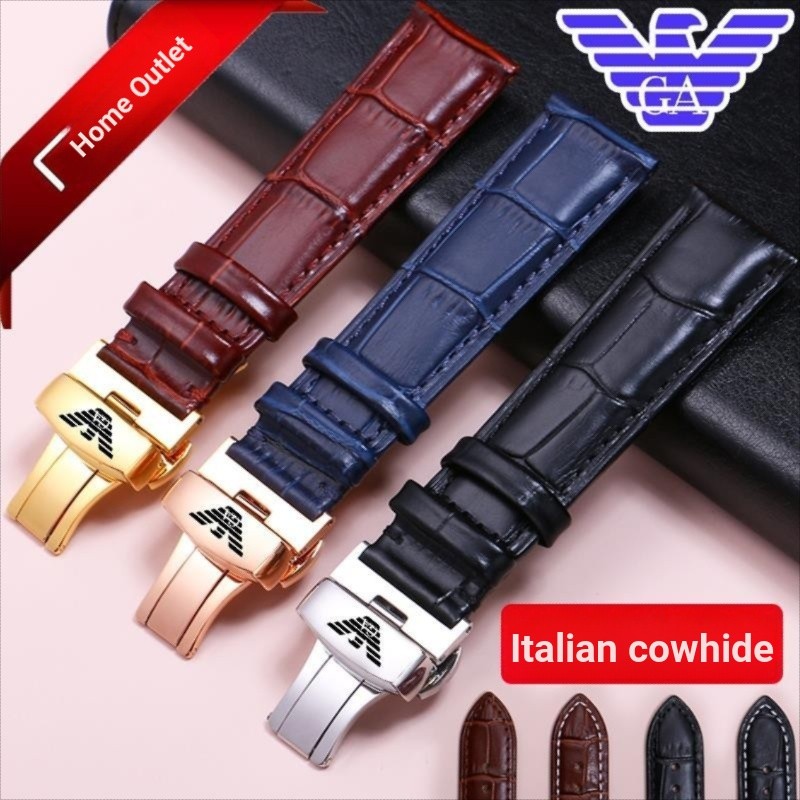 Gaya Tali Armani Gesper Kupu-kupu Pria Wanita Kulit Asli Kulit Anak Sapi AR1981 2447 2433 Rantai Jam