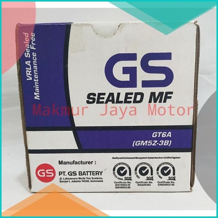 Aki Motor GS Astra GM5Z-3B MF GT6A Aki kering (Asli Astra) Bergaransi