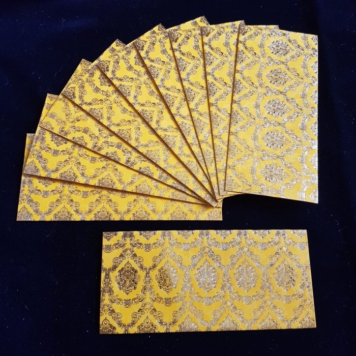 

~~~~~] Envelopes For Money/Gift/Kherchi/Shagan/Angpao - Yellow Gold Design - Pack of 10 Pcs