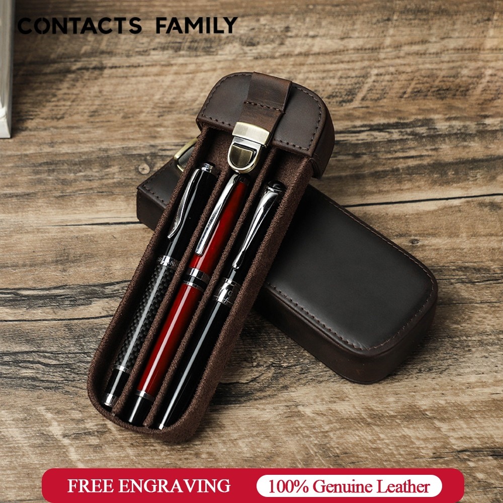 

CONTACTS FAMILY Retro Kulit Asli Kotak Pena Kotak Gesper Kuningan Tempat Pensil Tempat Pena Air Mancur dengan Slot Pena Lepas |74502089|