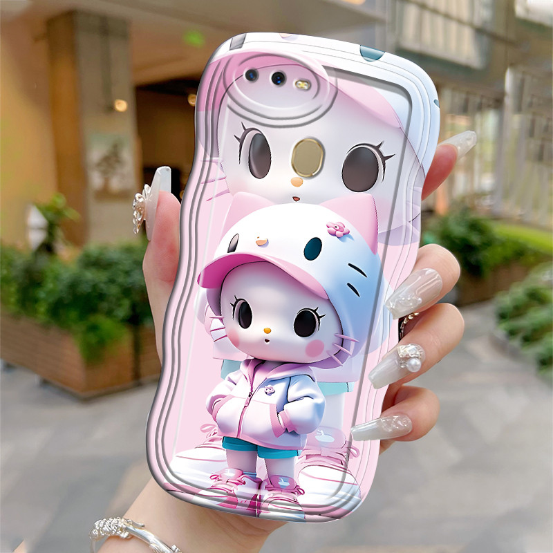 Casing Hp Untuk OPPO A7 A5s A12 A12s A11K Case Casing HP motif kartun merah muda kucing Kesing Softc