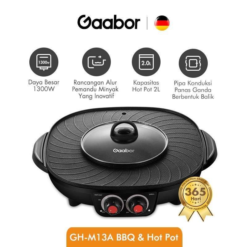 Gaabor GH-M13A Electric BBQ & Hotpot 2in1 Panci Shabu/Panggang Grill dan Shabu Steamboat 2 in 1
