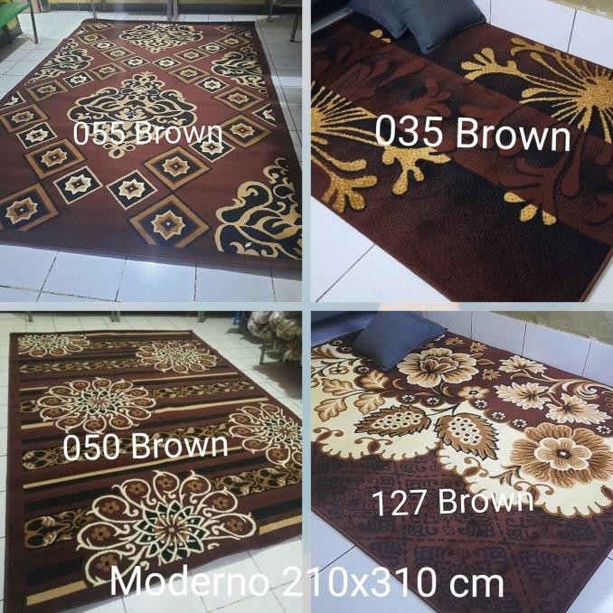 Karpet Permadani Besar Jumbo Moderno Momento Coklat Cream 210x310 cm