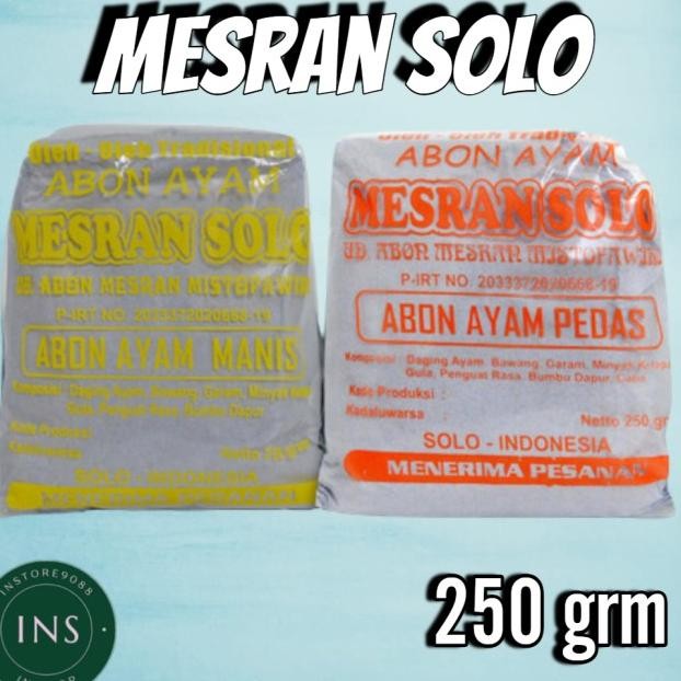 

Abon Ayam Mesran Solo 250G Manis / Pedas