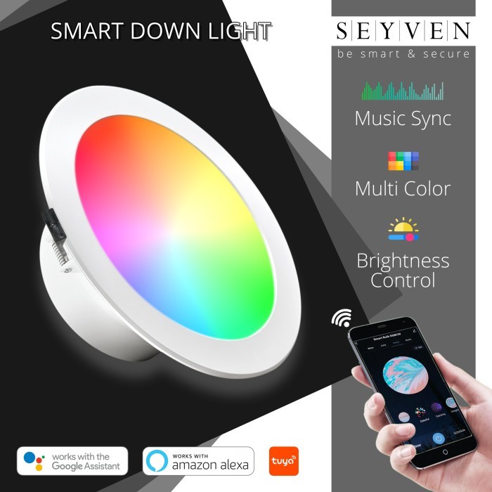 Terlaris Seyven Smart Downlight Rgb+W 15 Wt Wifi Smart Downlight Dimming Remote