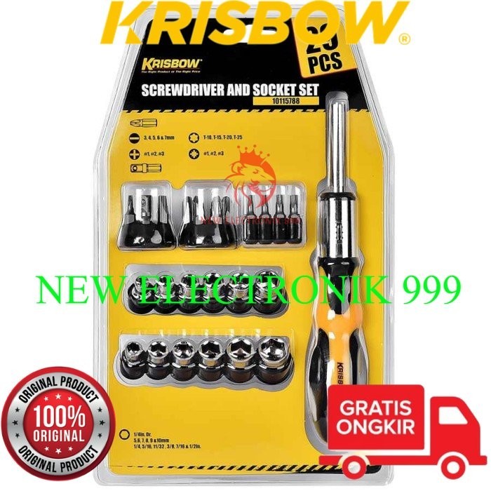 KRISBOW SCREWDRIVER AND SOCKET SET 29PCS LRSS29 10115788