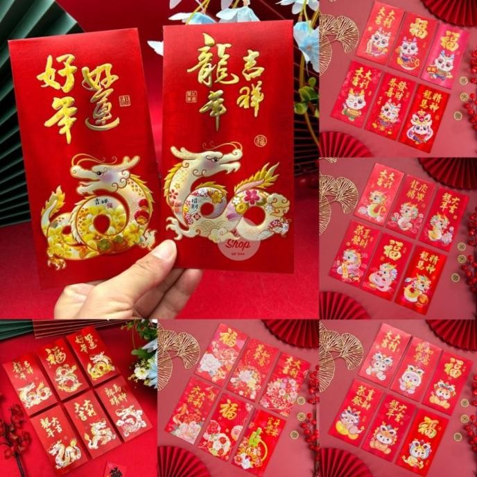 

Kualitas terbaik] Angpao Imlek Naga 2024 Glossy Merah 3D Premium Panjang YNXRX Grosir
