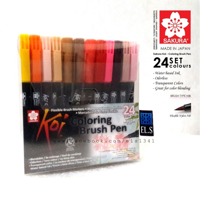 

T E R B A R U Sakura Koi Coloring Brush Pen - 24 Color Set