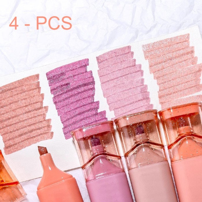 

T E R B A R U Cute Shining Marker Pen Set With 4 Pie Portab Quick Dry