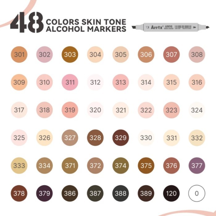 

T E R B A R U Arrtx OROS brush marker skin tone color 48 Colors Alcohol Markers