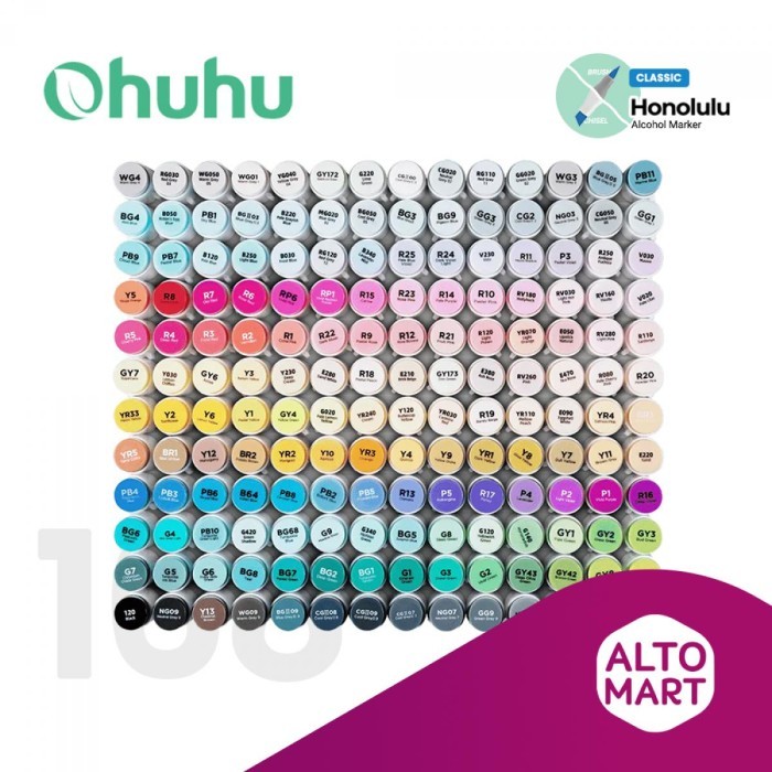 

T E R B A R U OHUHU Honolulu 168 Colors Dual Tip Brush & Chisel Alcohol Art Marker