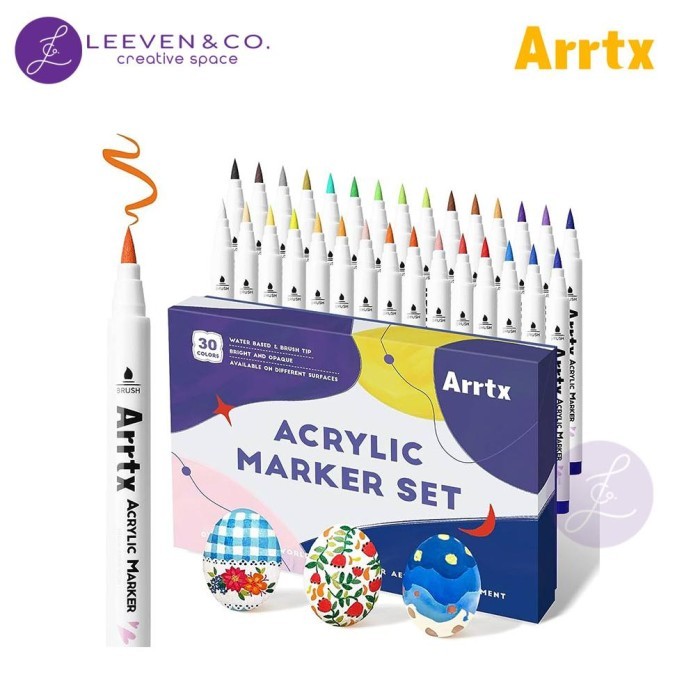 

T E R B A R U ARRTX ACRYLIC MARKER SET BRUSH TIP 30 COLORS BASIC