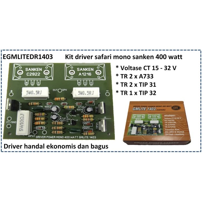 Kit driver power amplifier safari 400 Watt handal stabil ocl 400 watt