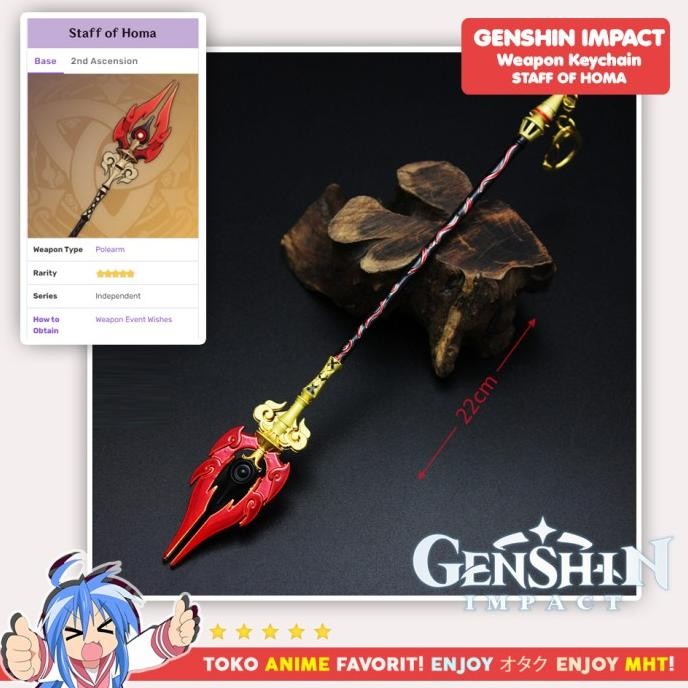 Gantungan Kunci Senjata Genshin Impact Staff Of Homa Tombak
