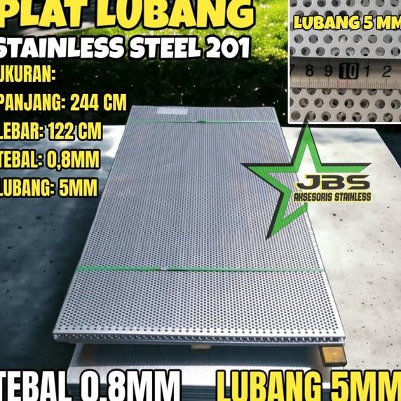 Plat Besi Lubang 1.219X2.438MM T:0,8MM LUBANG 5MM STAINLESS 201 PLAT PERFORATED *