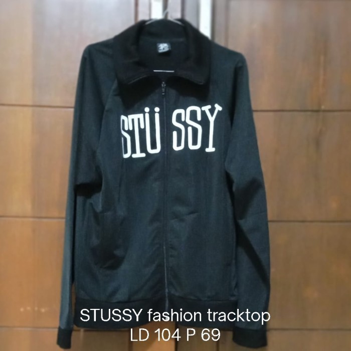 TRACKTOP STUSSY FASHION WARNA HITAM SIZE M RIB TANGAN & BAWAH KARET
