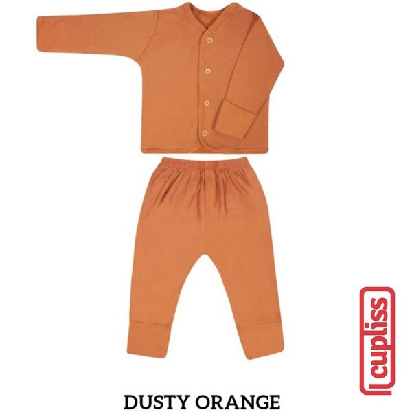 Dusty Orange Little Palmerhaus Button Tee Long Sleeve Baju Bayi *