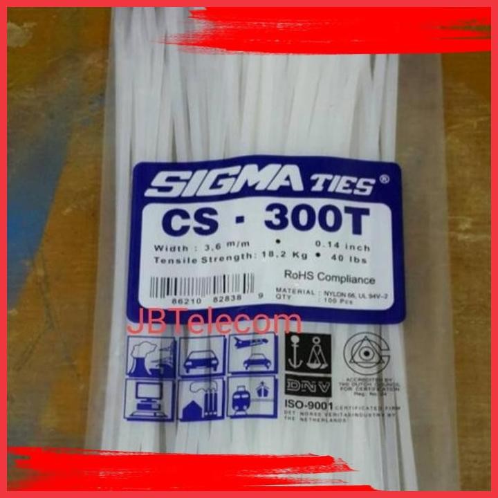

(JBT) KABEL TIES/CABLE TIE SIGMA 300T HITAM/PUTIH ISI 100PCS
