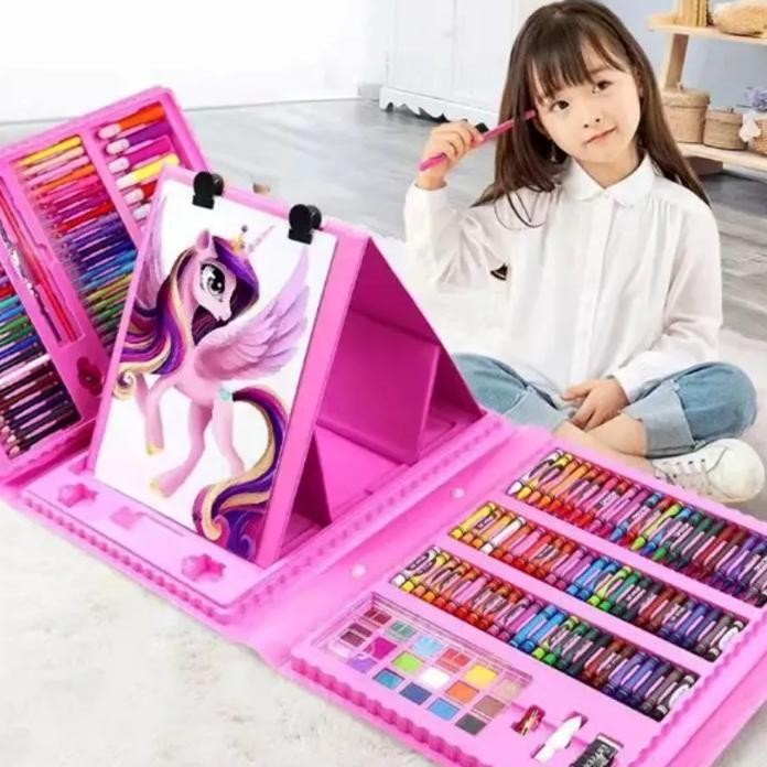 

SD83 208Pcs Kids Super Mega Art Coloring Set Crayons Oil Pastels Colour Pencils For Drawing & Painting Viral