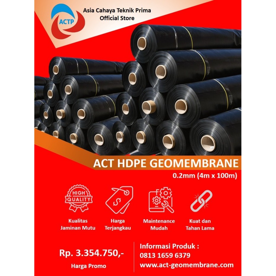 GEOMEMBRAN HDPE 0.2 MILIMETER MEREK ACT IMPOR (L 4 M X P 100 M)