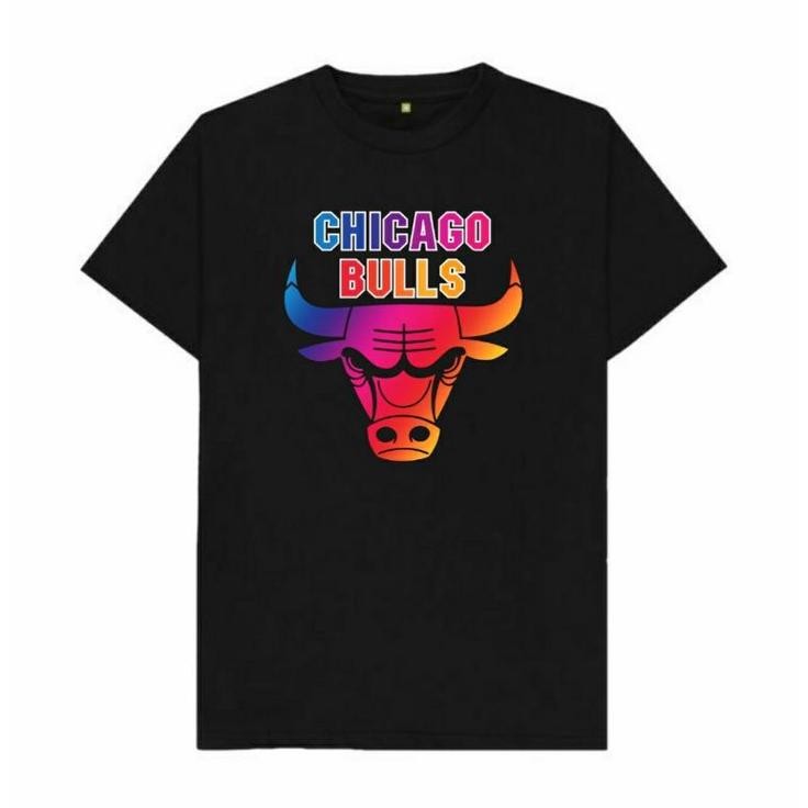 Kaos Hype Keren Longgar Cewe Cowo Chicago Bulls Rainbow L&F