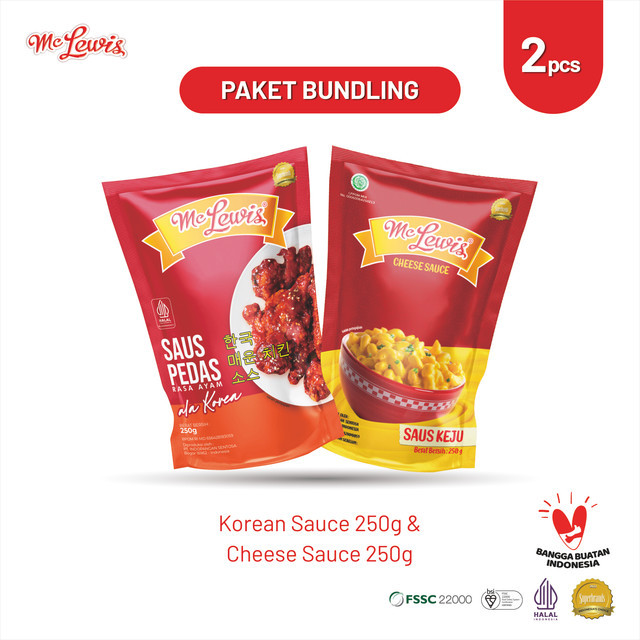 

[Paket Bundle] Mc Lewis Saus Pedas Ala Korea 250g + Mc Lewis Cheese sauce 250g