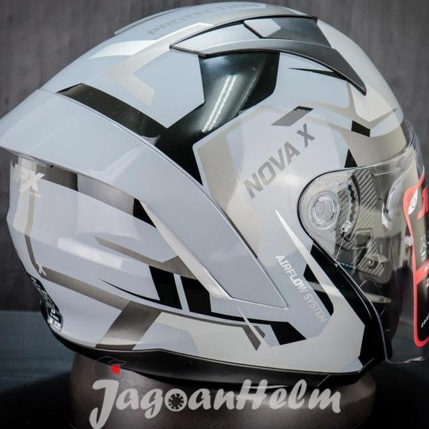 Jpx Helm Nova X V2 N4 | Glla Grey Gloss | Nova-X Double Visor