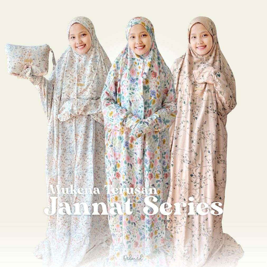 Mukena Premium Terbaru 2025 Dewasa Terusan Motif Jannat Bilza Bahan Rayon Viscose Adem Nyaman Bisa