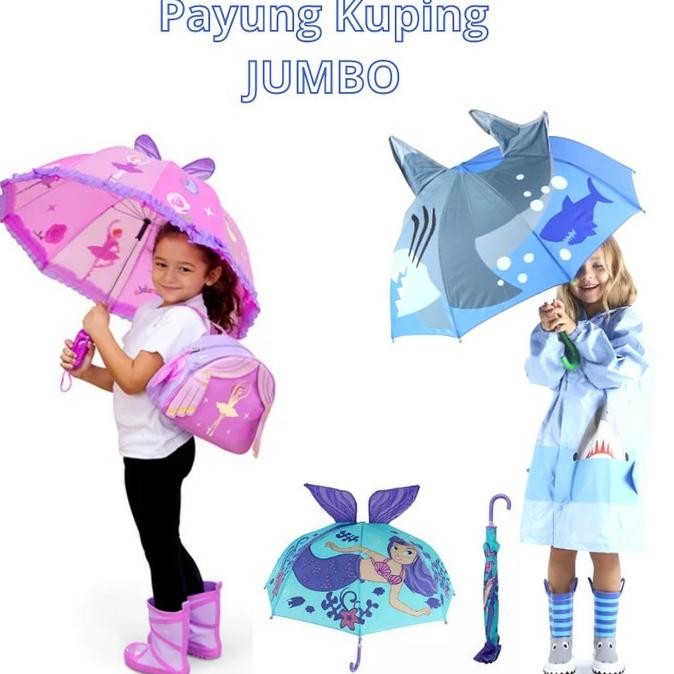 Payung Anak Kuping Jumbo Besar Karakter Animal Disney Anak TK SD Lucu