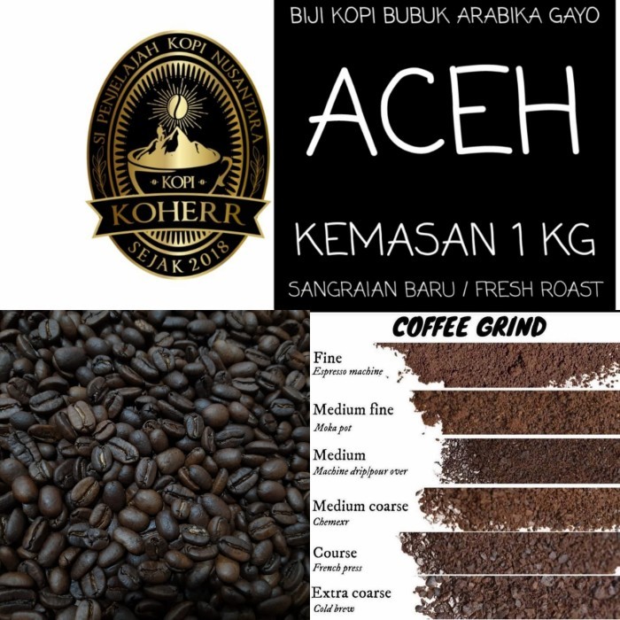 

Biji Kopi Bubuk Arabika Gayo Takengon 1Kg 1 Kg Harum Premium - Koherr