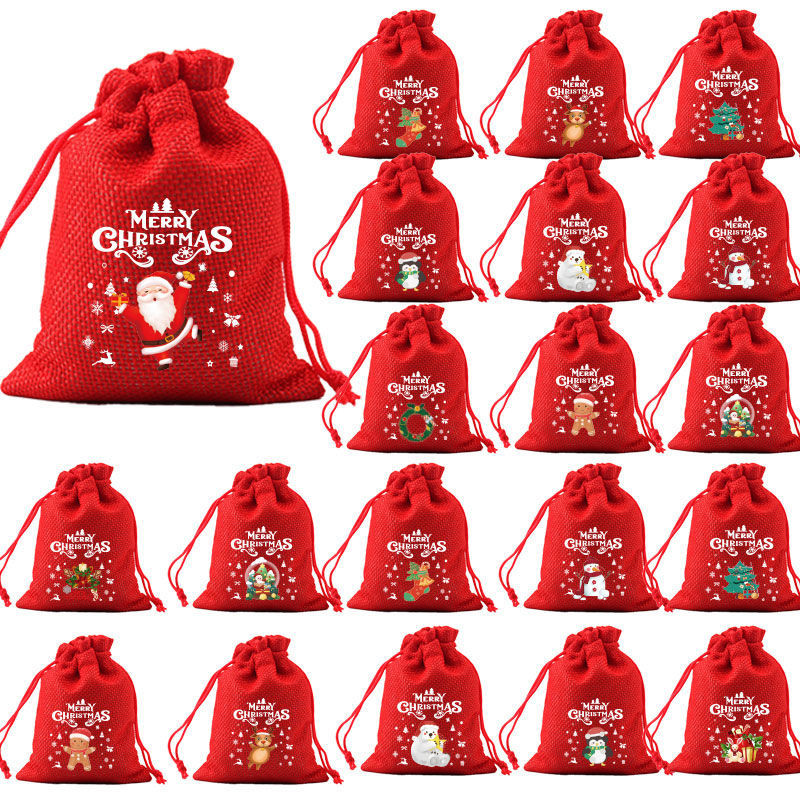 

Red Christmas Candy Snack Small Cloth Bag Apple Gift Bag