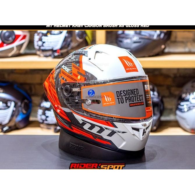 Helm Motor Mt Helmets Kre+ Carbon Brush A5 Gloss Red Helmet New 2023