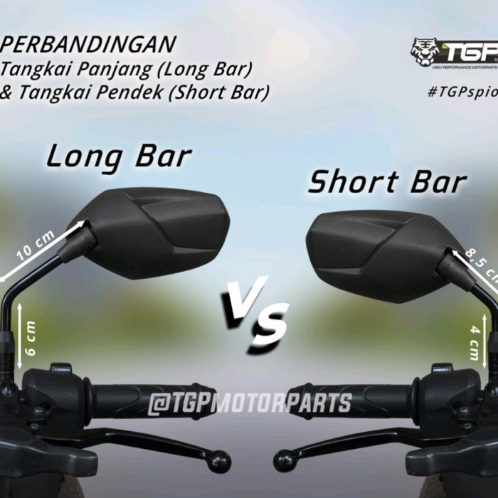 Spion Delta Tgp Kaca Cembung Karbon Short Pendek Honda & Yamaha