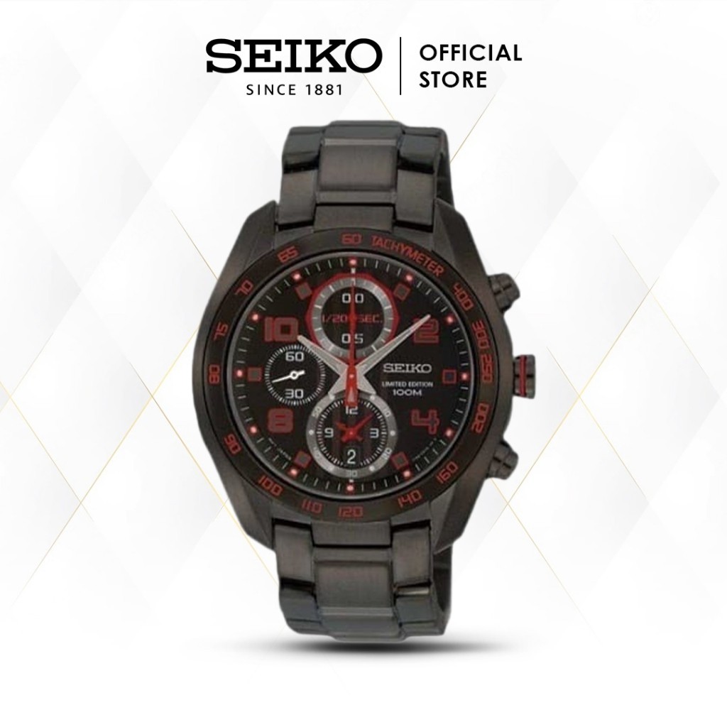 Jam Tangan Pria Seiko Chronograph SNDD41 Quartz Black Sapphire Stainless Original