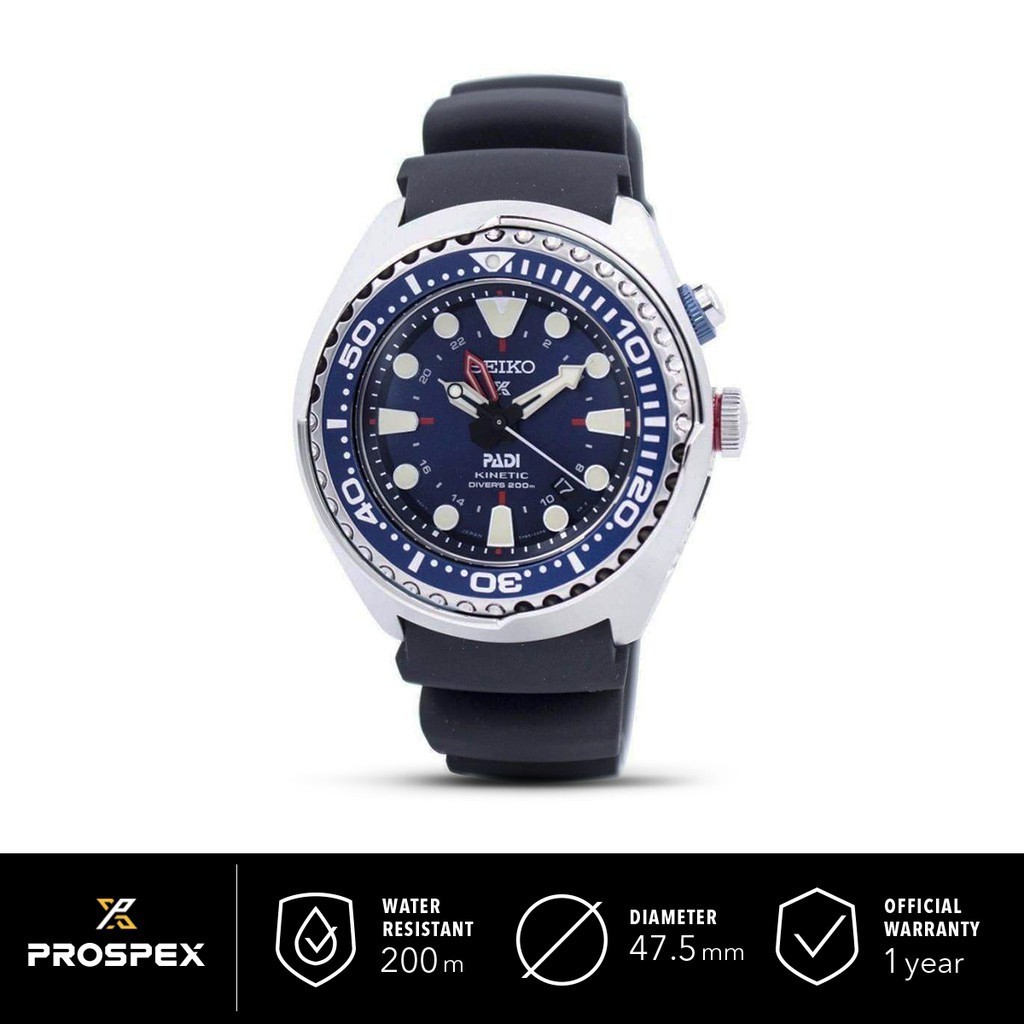 Jam Tangan Pria Seiko Prospex PADI SUN065P1 Kinetic GMT Divers 200M Special Edition SUN065 Original