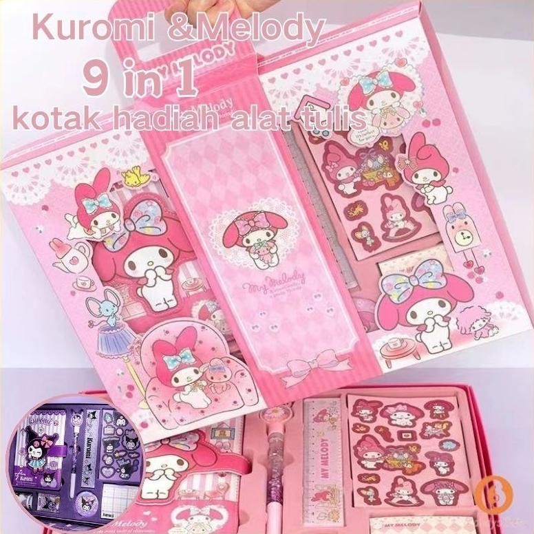 

Ready Penjual LokalSanrio 9 In 1 Kotak Hadiah Alat Tulis / Sticker Diary Book Set / Kuromi Melody Buku Jurnal Alat Tulis Set Pergi Ke Sekolah Hadiah Murah