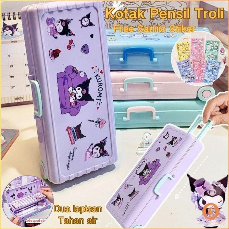 

Ready Penjual Lokal(Free Sanrio Sticker) Kotak Pensil Troli Lucu Kotak Alat Tulis Dua Lapis Kuromi Koper Kreativitas Kapasitas Besar Pemodelan Murah