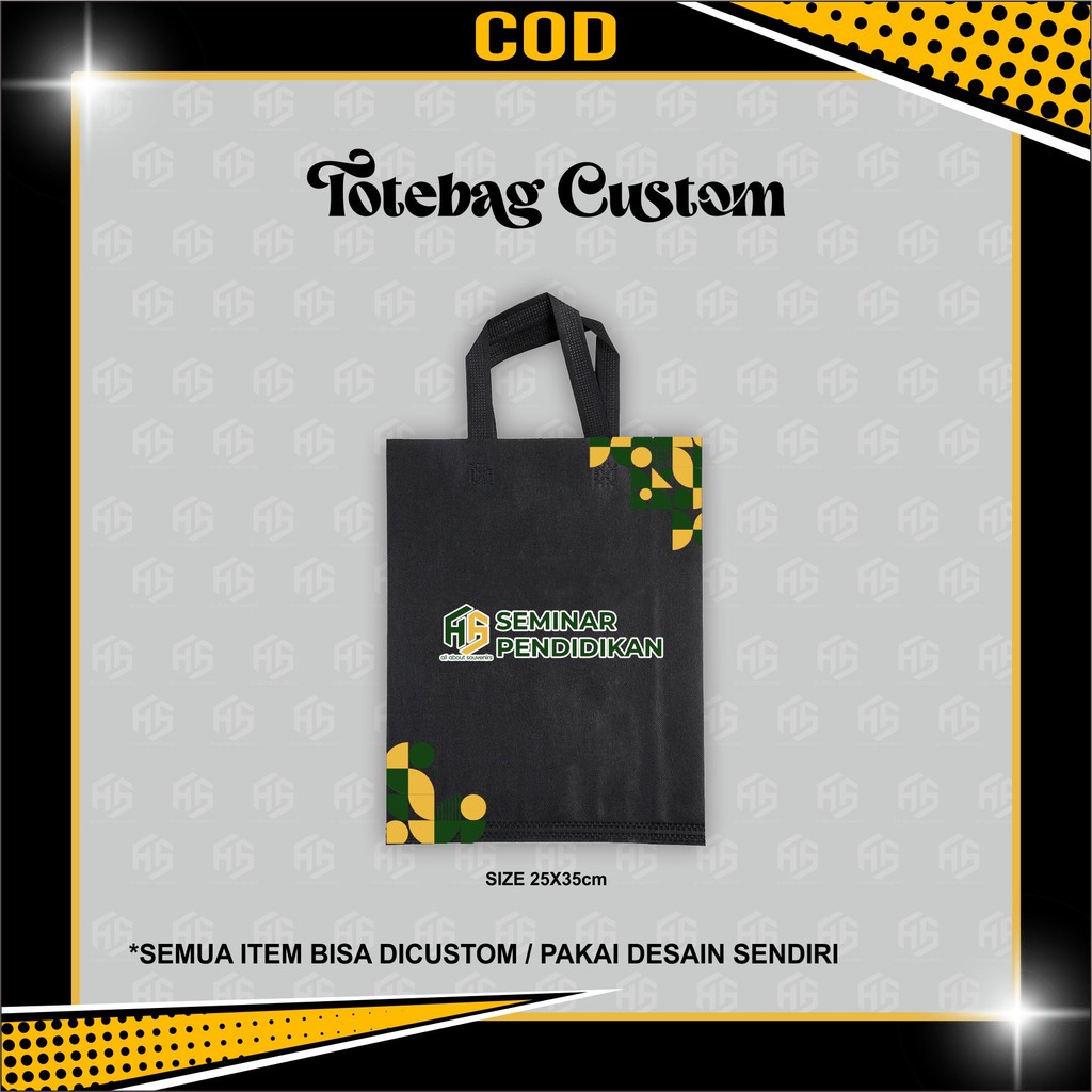 

Custom Sablon Tas Belanja Handle Spunbond Goodie Tote Bag Logo 75 Gr Custom Tas Nikahan Hajatan