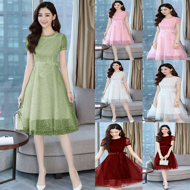 Terbaru Dress Casual Polos Ke Gereja Dress Satin Pesta Pakean Natal Cewek Baju Pakian Natalan Dres D