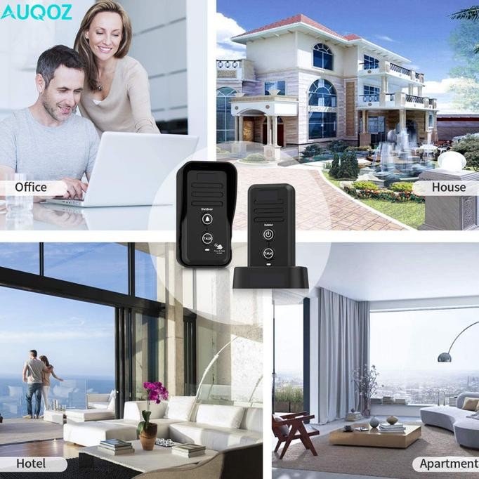 AUQOZ Wireless Audio Doorbell Intercom Kit - Bel Pintu Rumah Interkom