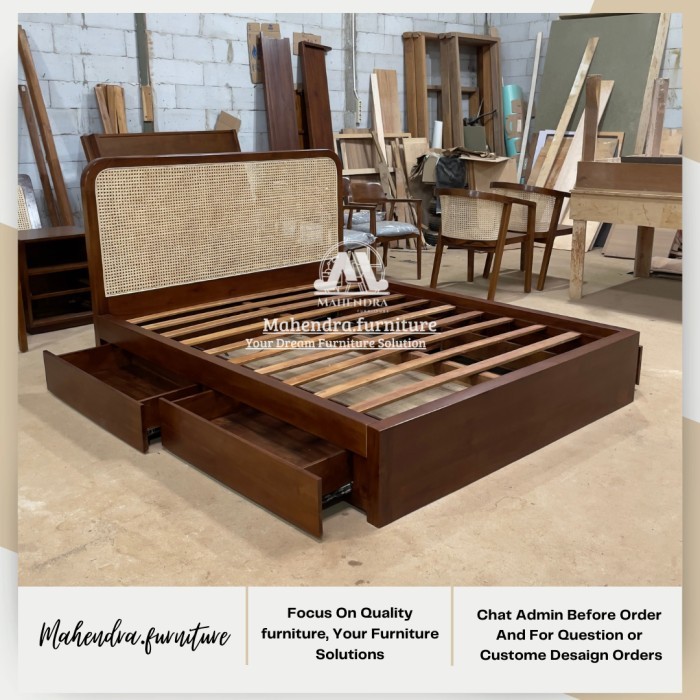 Dipan Tempat Tidur laci 160x200 Minimalis Tempat Dipan Penyimpanan laci Kayu Jati