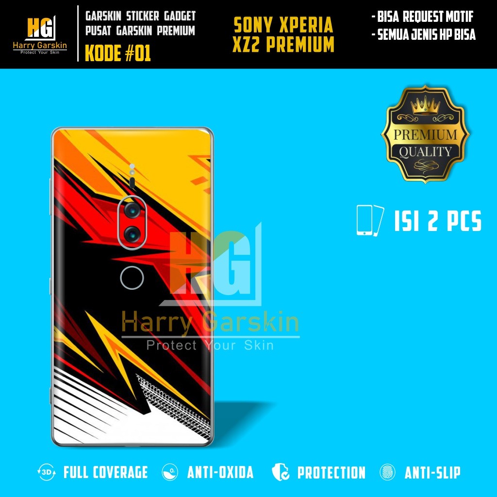 Sony Xperia XZ2 Premium Garskin/Stiker Case Bisa Custom Motif - 2Pcs