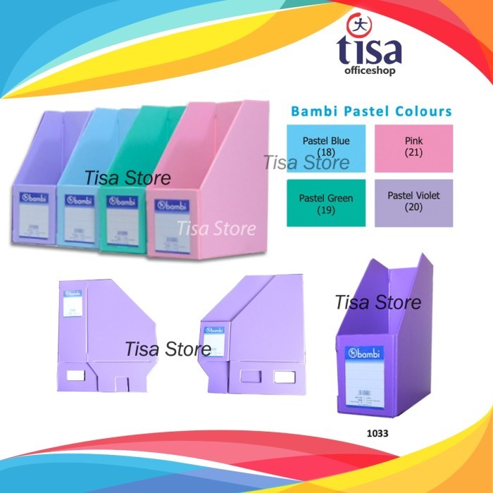 

TERLARIS! Box File Bambi 1033 Laminated PVC Magazine Files 115mm - Pastel Colour