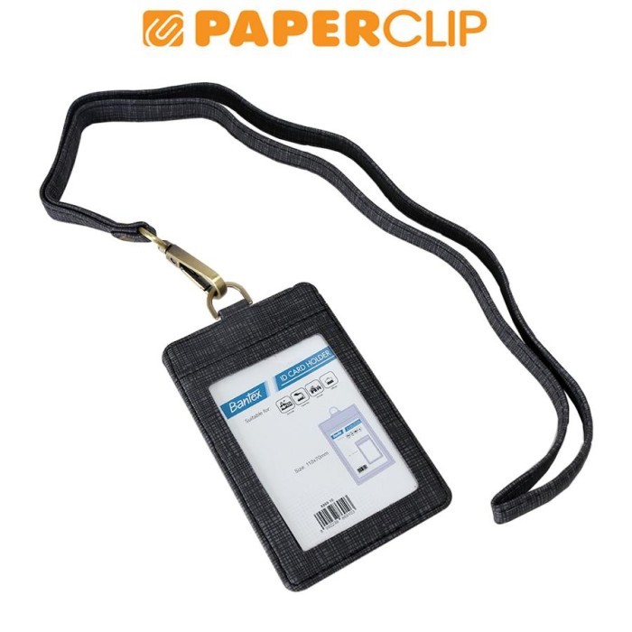 

BISA E-FAKTUR! ID CARD BANTEX LEATHER 8869 PORTRAIT + LANYARD 10 BLACK