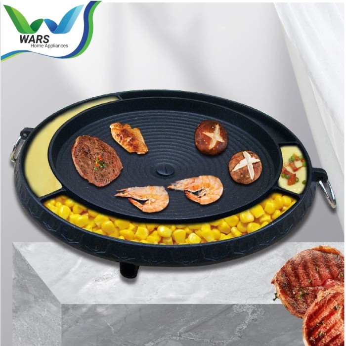 Aneka Wajan Korean WARS BBQ Grill & Shabu-Shabu Pan Marble Coating