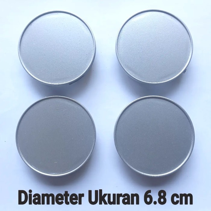 DOP VELG MOBIL POLOS SILVER UKURAN 6.8 CM