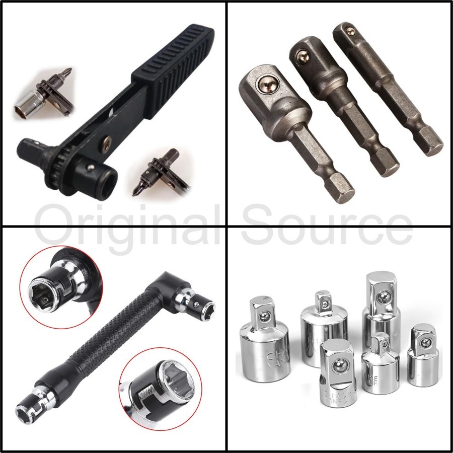 Adaptor Gagang Ratchet Sambungan Konverter Kunci Shock Mata Bor Obeng Socket Adapter
